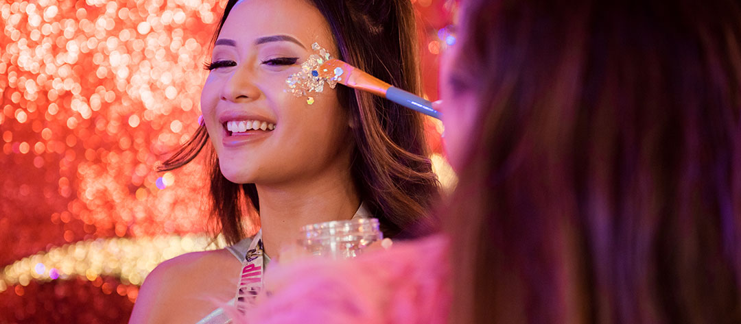 Glitter makeup being applied