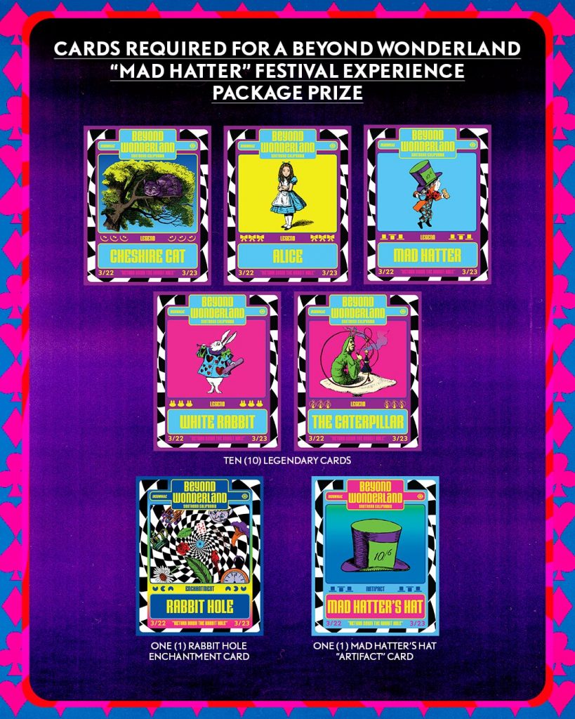 Beyond Wonderland "Mad Hatter' prize cards