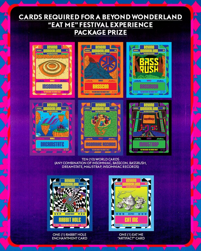 Beyond Wonderland "Eat Me" prize cards