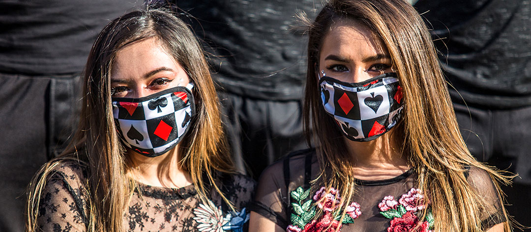 Two girls in masks