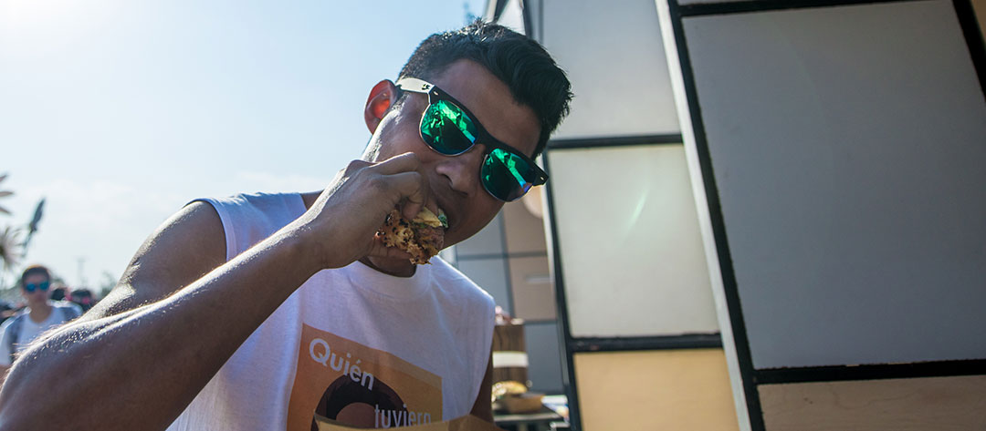 A man eating