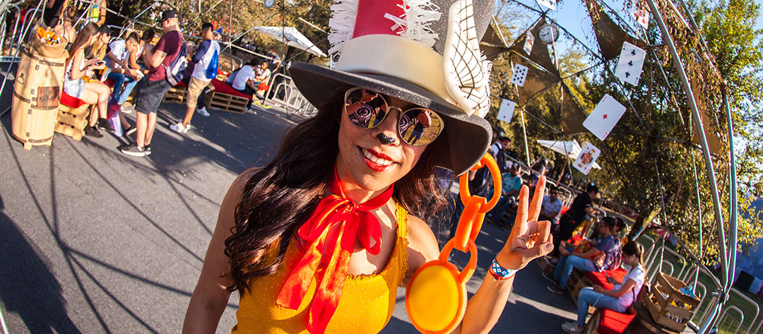 A woman in a March Hare costume
