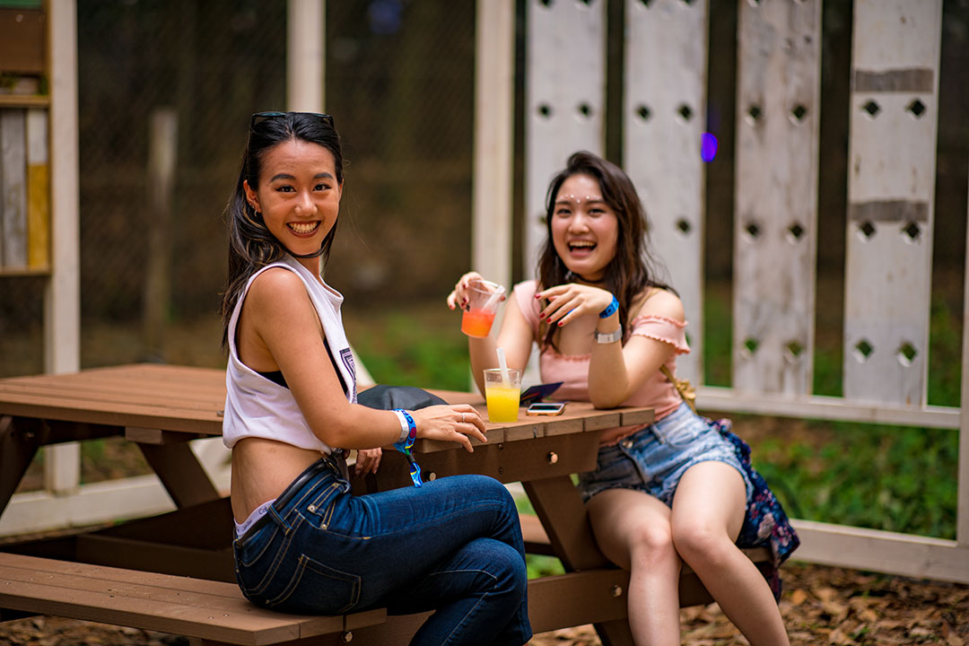 Women at a picnic table 