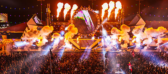 A stage with smoke effects