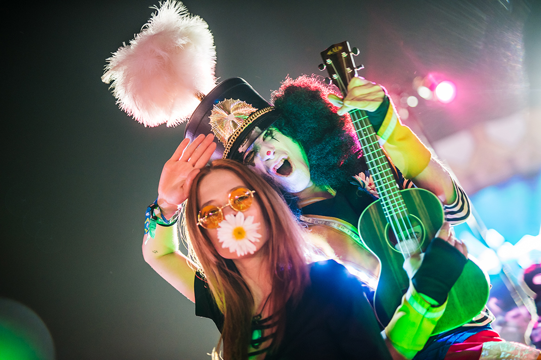 A Headliner with a costumed performer