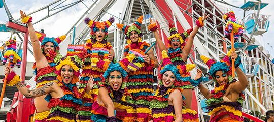 Women dressed as piñatas