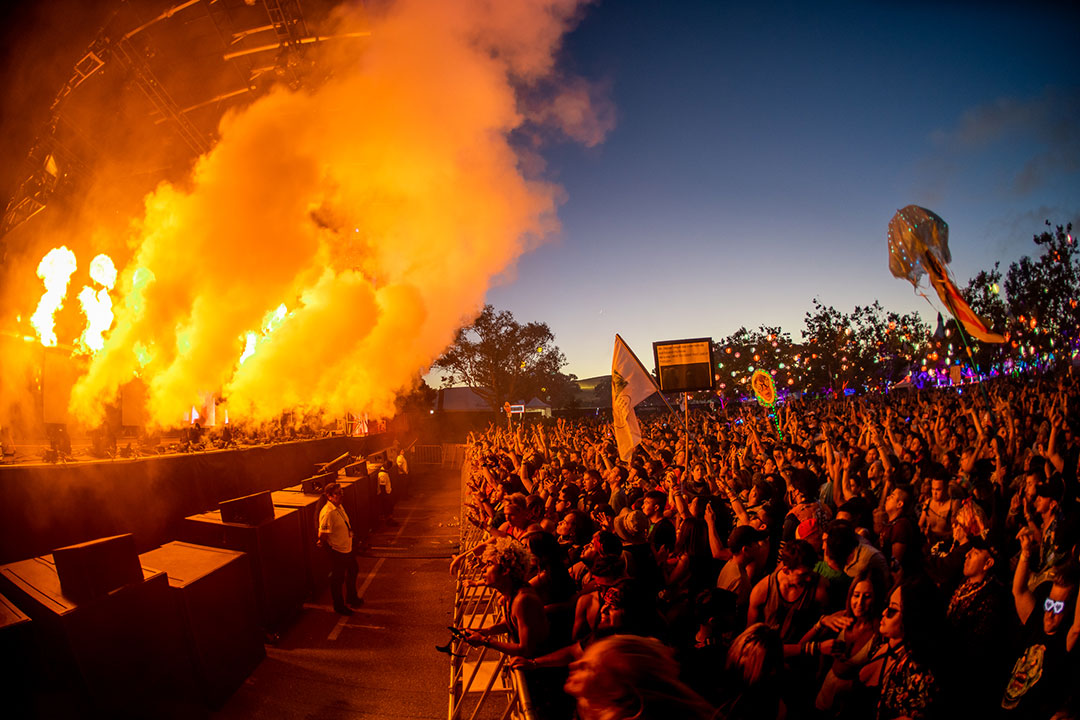 Flames from the stage