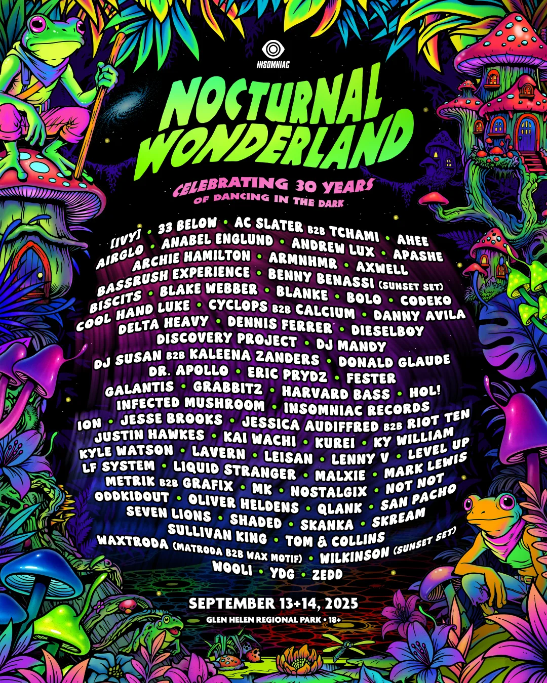 Nocturnal Wonderland 2025 Lineup By Day