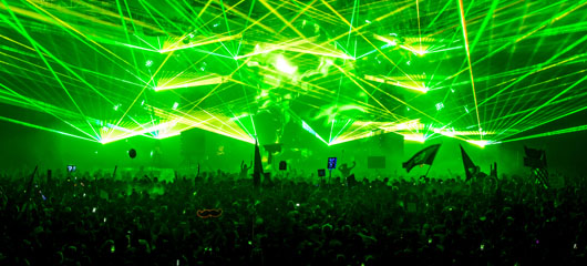 stage with lasers
