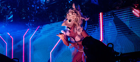 a masked performer