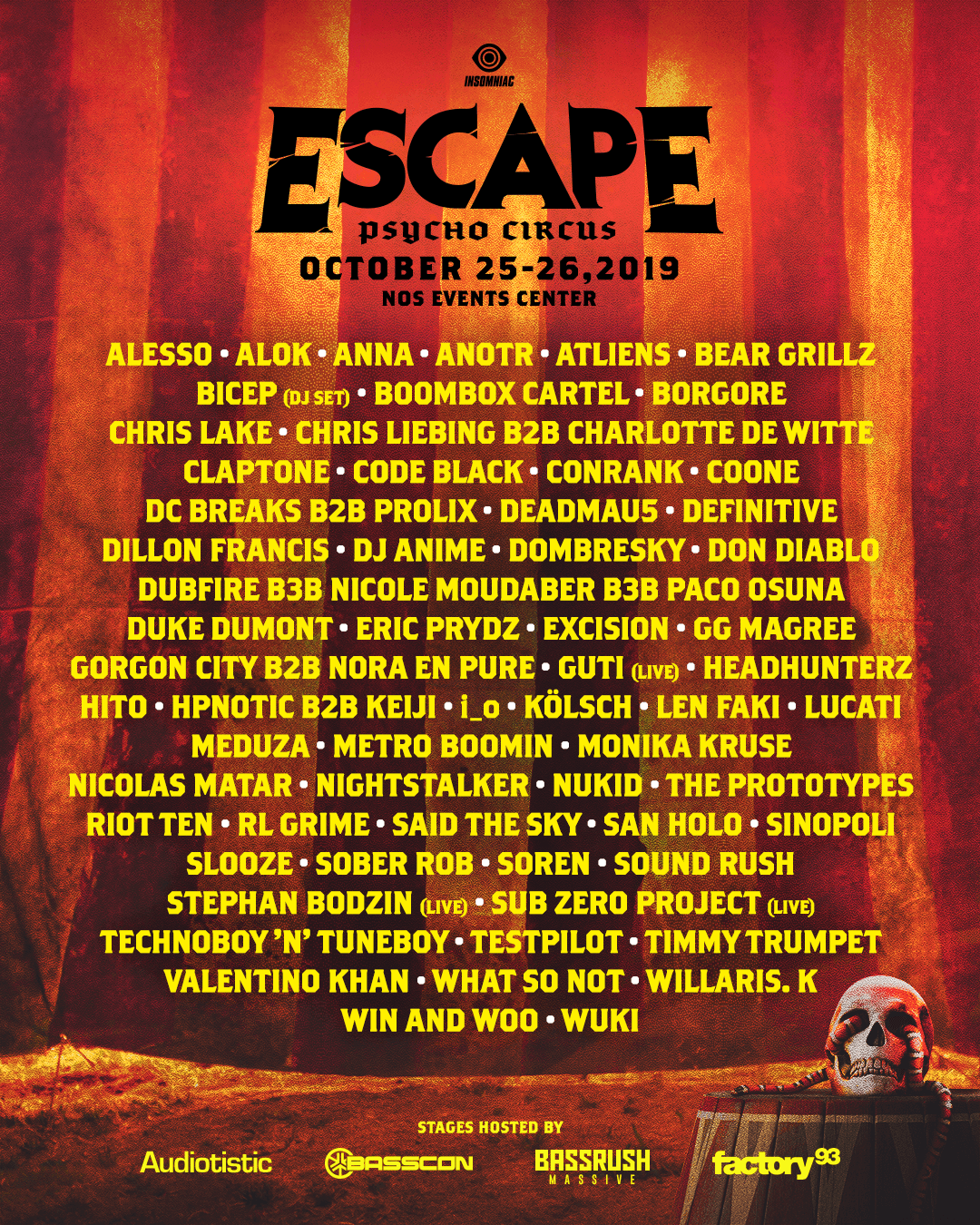 Escape Psycho Circus Lineup