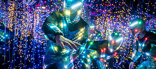Lit-up performers