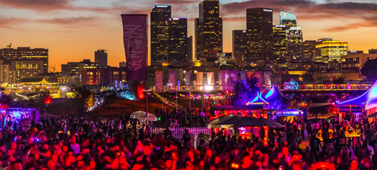 LA Skyline over HARD Day of the Dead