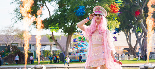 woman in pink