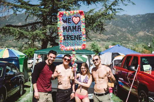 Campers with Mama Irene totem at Beyond Wonderland SoCal 2015
