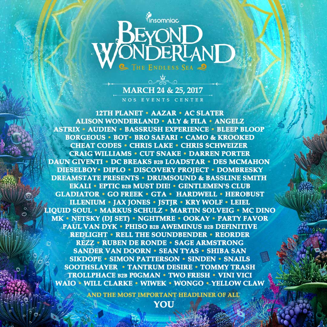 Insomniac has revealed the highly-anticipated lineup for Beyond Wonderland  at The Gorge