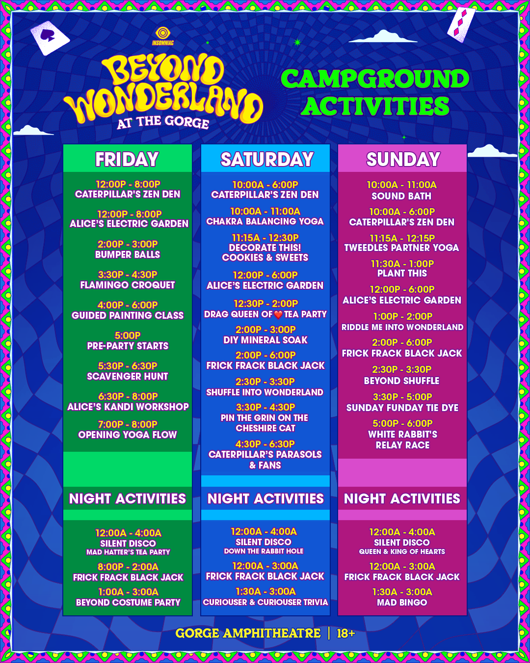 Activities Schedule Beyond Wonderland at The 2023