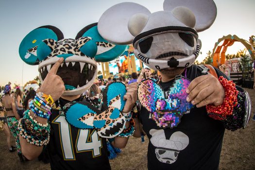 Two Headliners with deadmau5 masks, kandi and perlers