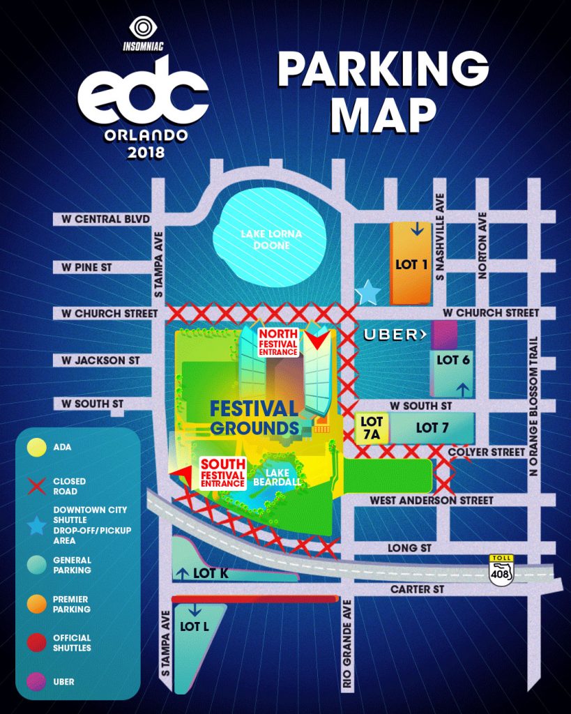 EDC Orlando 2018 parking map