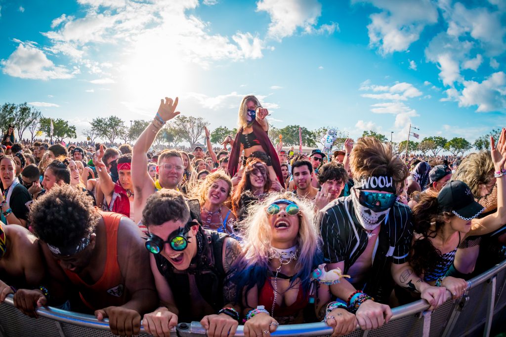 crowd at a stage