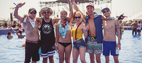 Friends have fun in the VIP pool