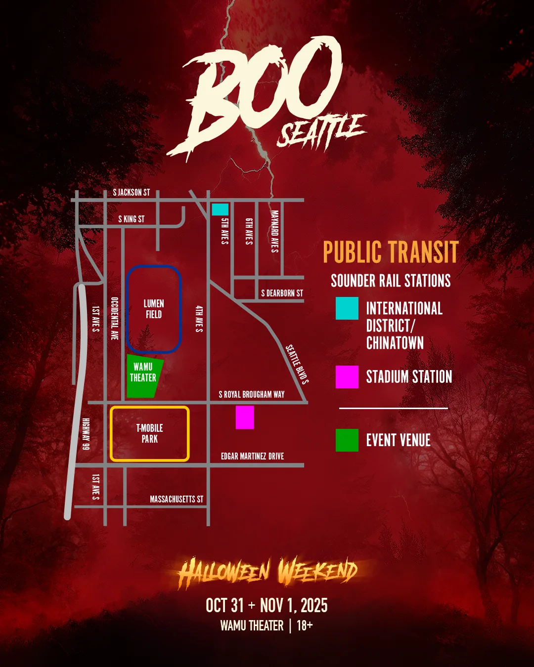 BOO Seattle 2025 Public Transit Map
