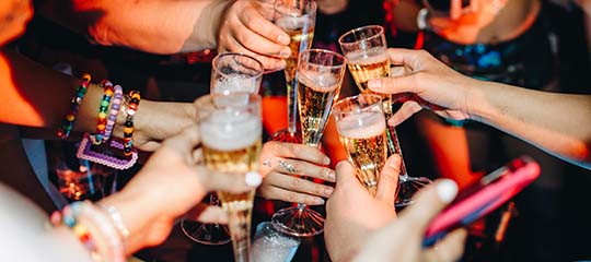 Friends toasting with champagne flutes