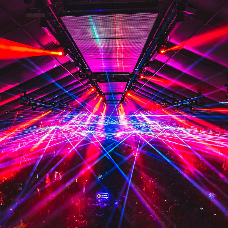 Stage with lasers